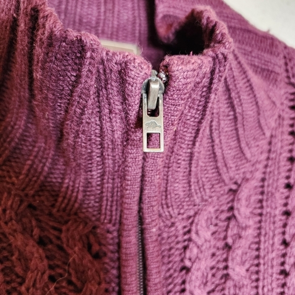 Roots lambswool-blend knit sweater zip cardigan. Pockets. 3/4 sleeve. XS. - Picture 7 of 16